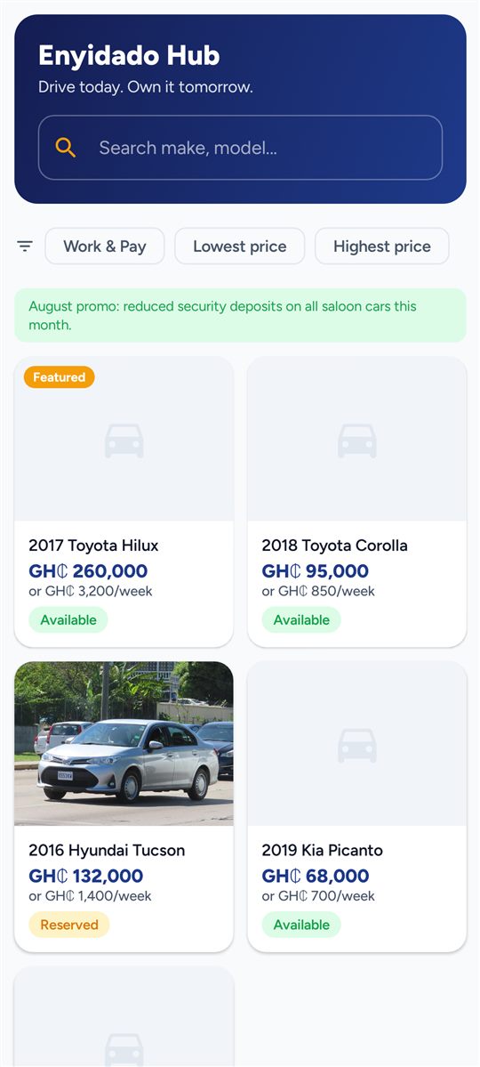 Market — Search, filters, promos and the live catalogue
