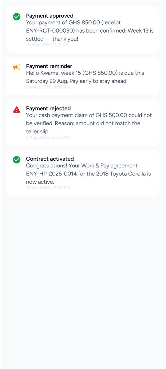 Alerts — Reminders, receipts and contract updates