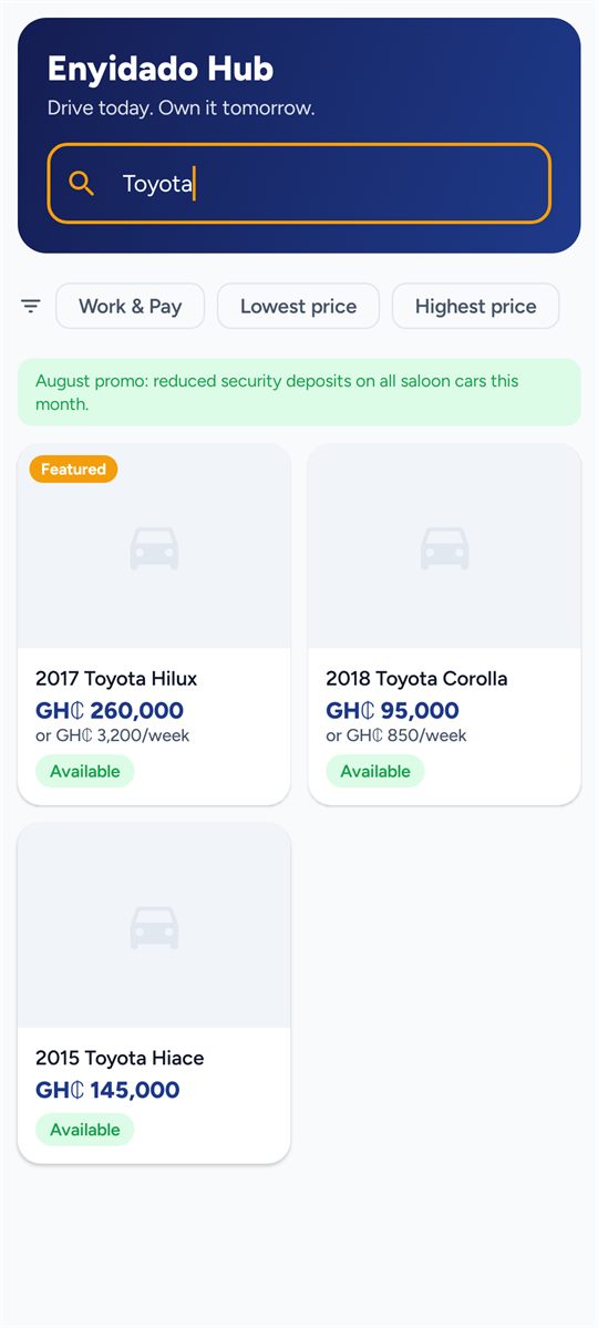 Search — Type a make or model and the list narrows as you go